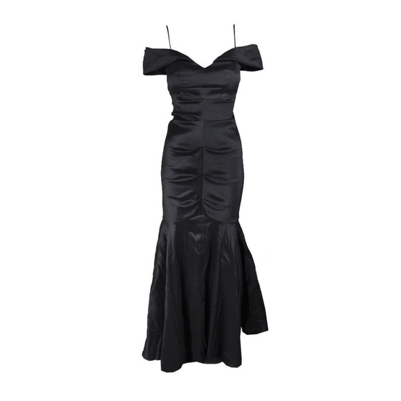 xscape off the shoulder black dress